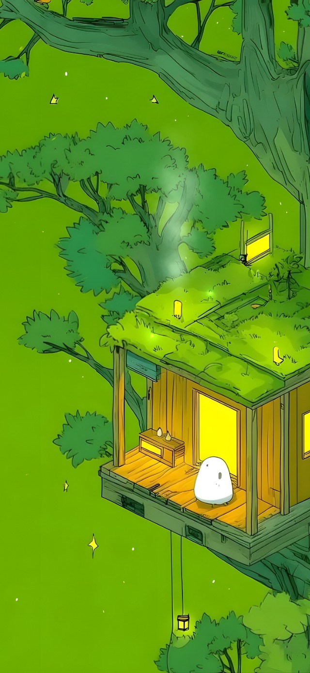 森林木屋 萤火开心小精灵