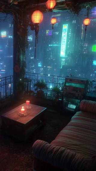 阳台城市夜景