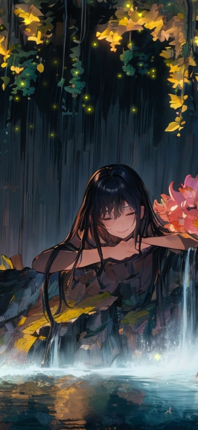 溪边少女