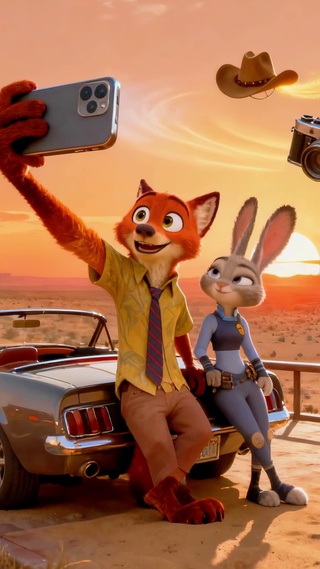 沙漠日落情侣时光