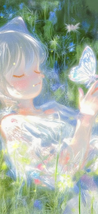 4K 草丛蝴蝶少女