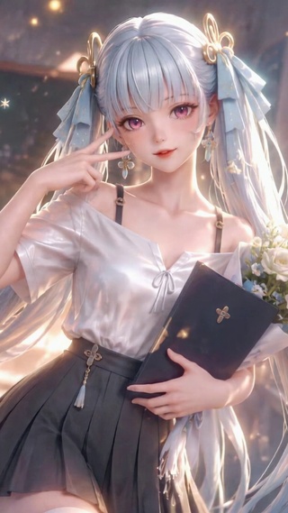阳光教室银发二次元美少女