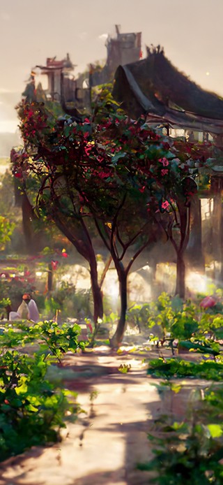 夕阳黄昏公园美景