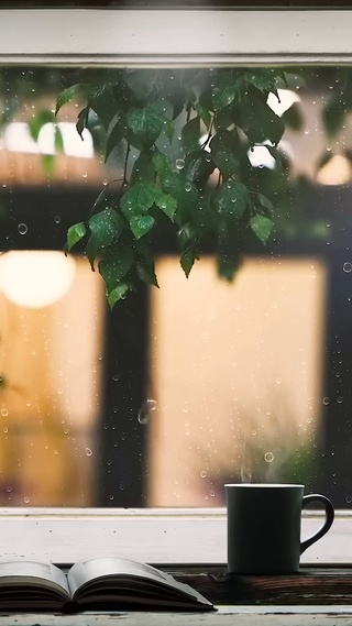 静心雨天窗边