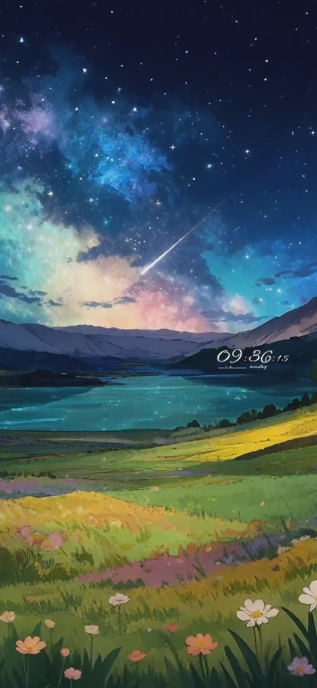 星夜花海湖畔