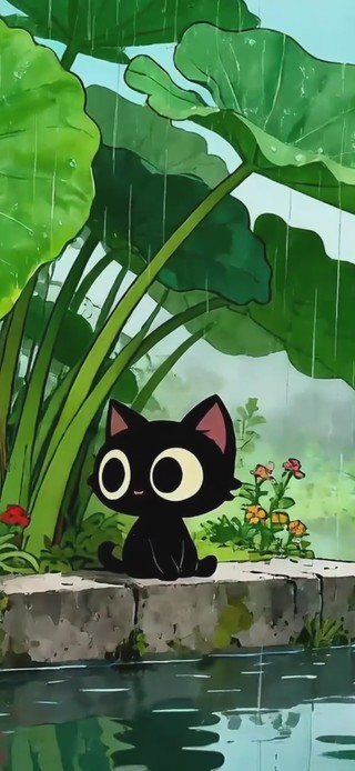 躲雨的小黑
