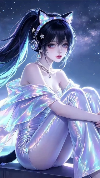 天台赛博黑猫少女