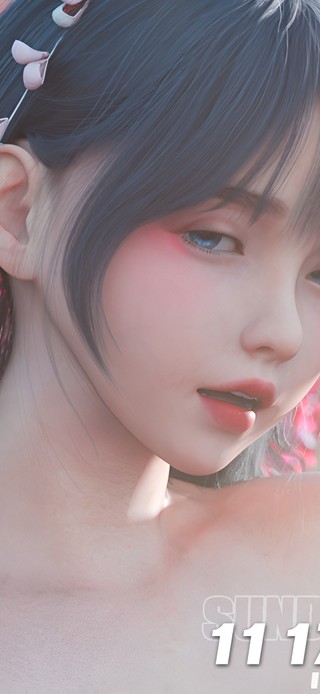 粉色花丛美女