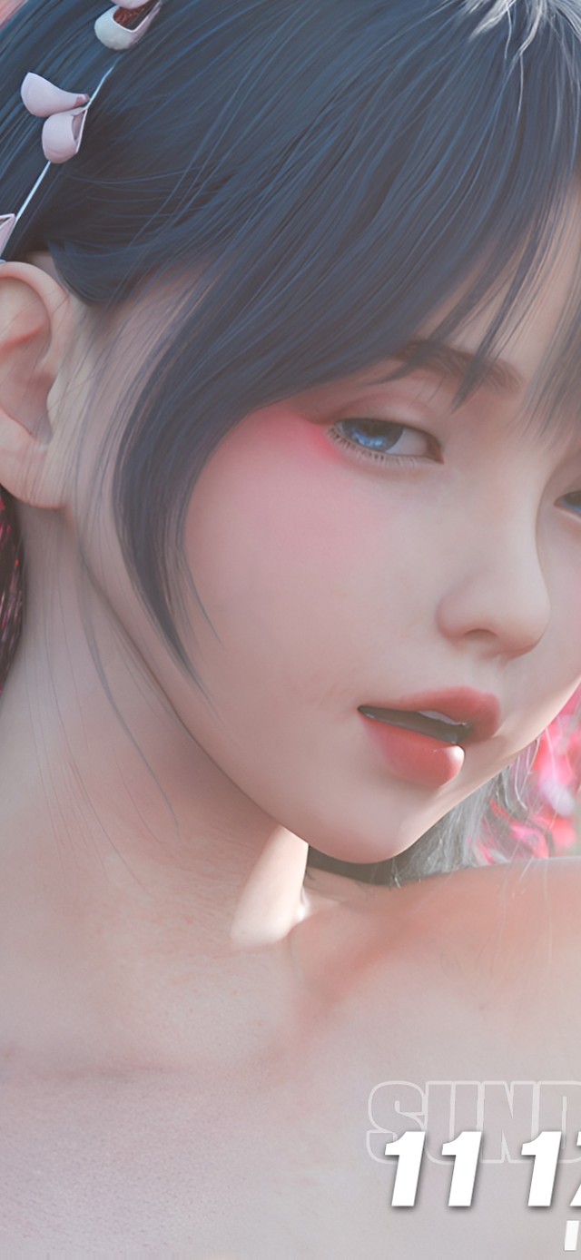 粉色花丛美女