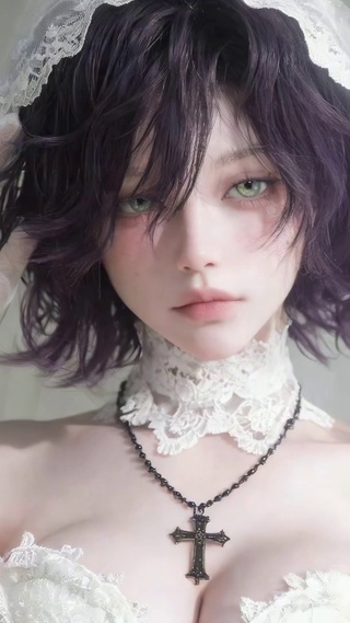 紫发婚纱二次元美少女