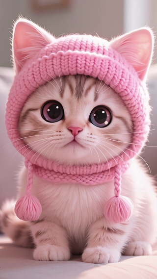 粉帽萌猫