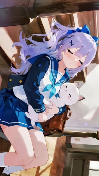 抱猫的女孩
