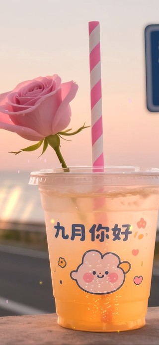 晚霞大海边