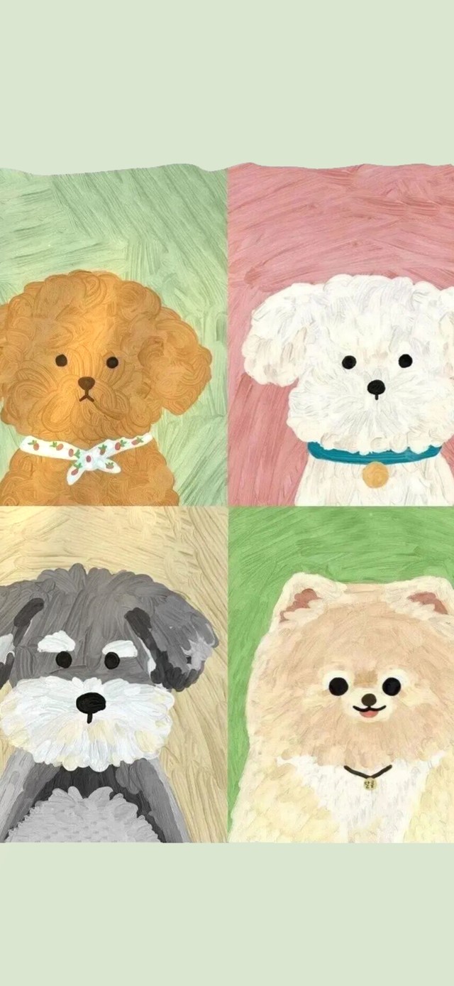 可爱小狗插画～清新绿