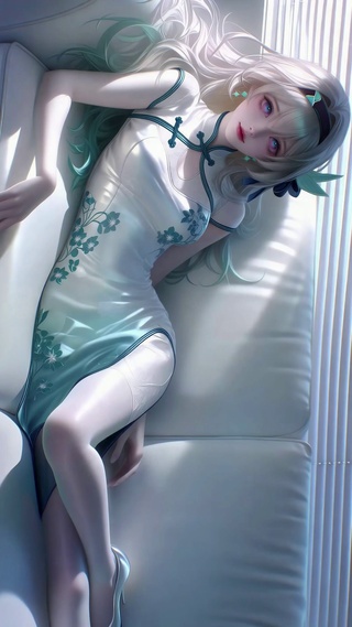 银发旗袍美女流萤