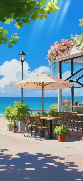 清新海边咖啡店