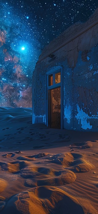 沙漠星空下的废弃住宅