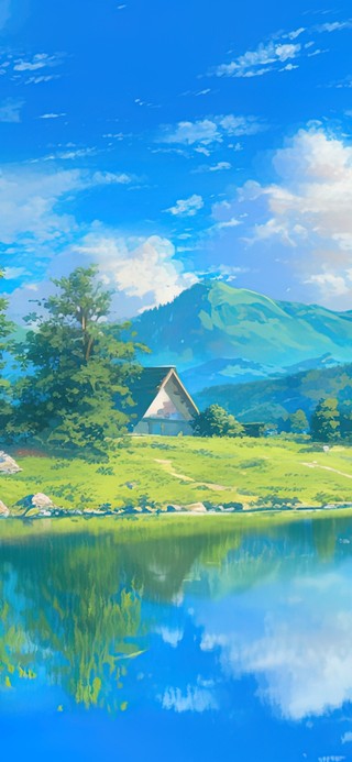 绿色护眼青山河流