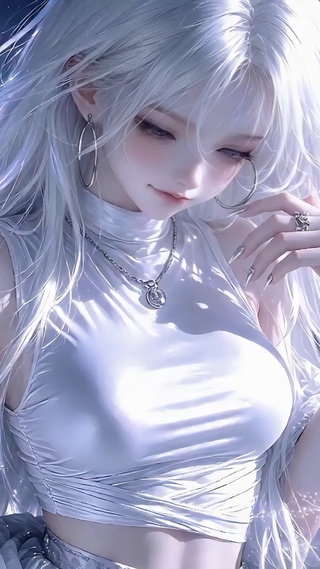 星空白发少女
