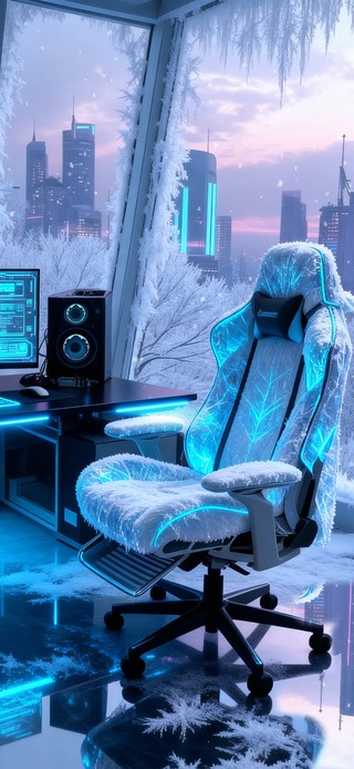 冰蓝雪景电竞房间