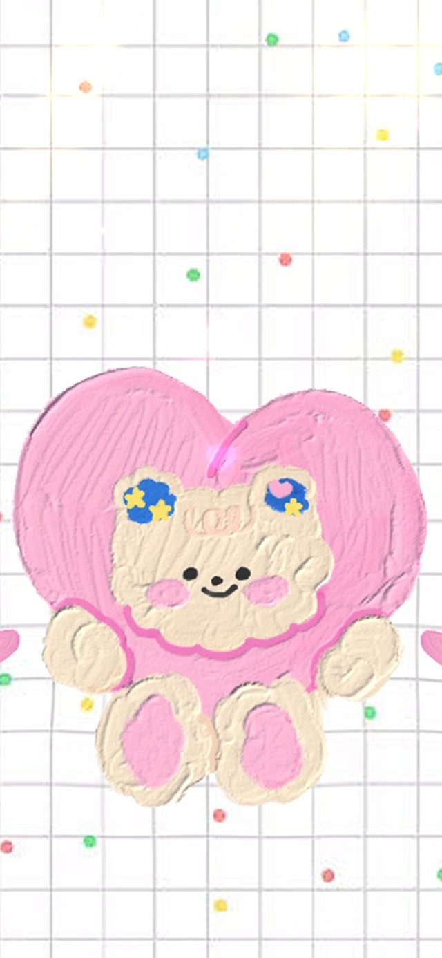 油画风爱心小熊壁纸