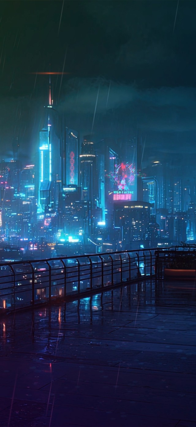 赛博朋克城市雨夜