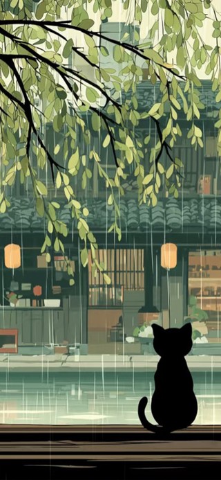 窗台下的猫咪