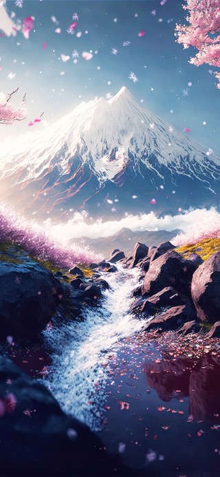 富士山下樱花