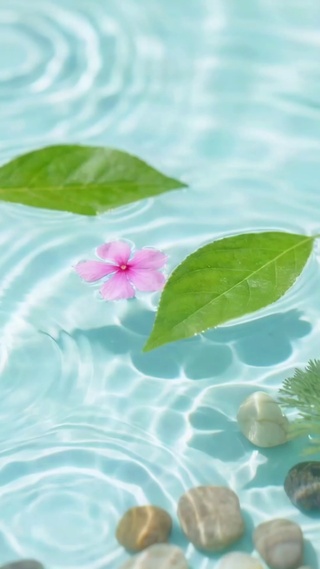 清澈水波与浮花