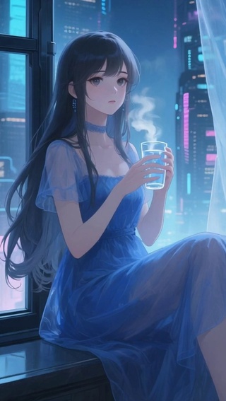 窗边落地窗美女