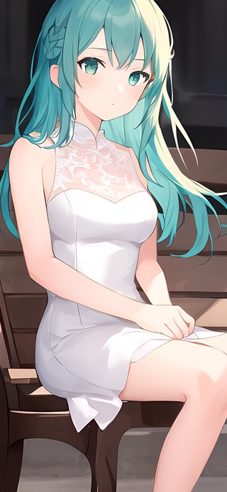 可爱长椅女孩
