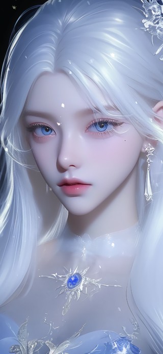 绝美白发少女