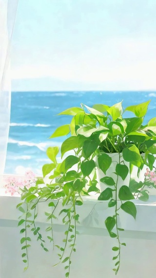 海景飘窗清新绿植