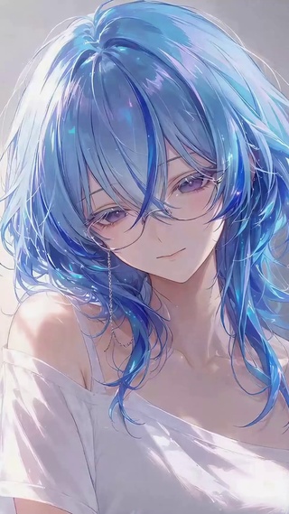 清新蓝发美少女莫宁