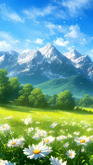 护眼草地花草树木