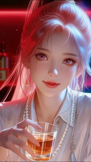 酒吧高马尾甜美女孩