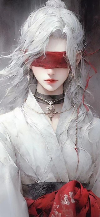 白发蒙眼美女
