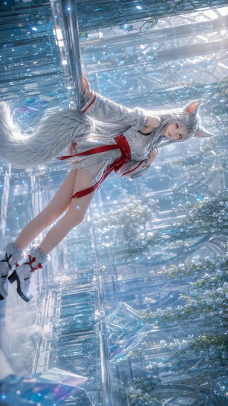 水晶宫殿狐耳银发美少女