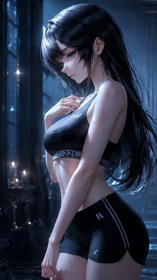 暗黑氛围感黑发二次元美少女