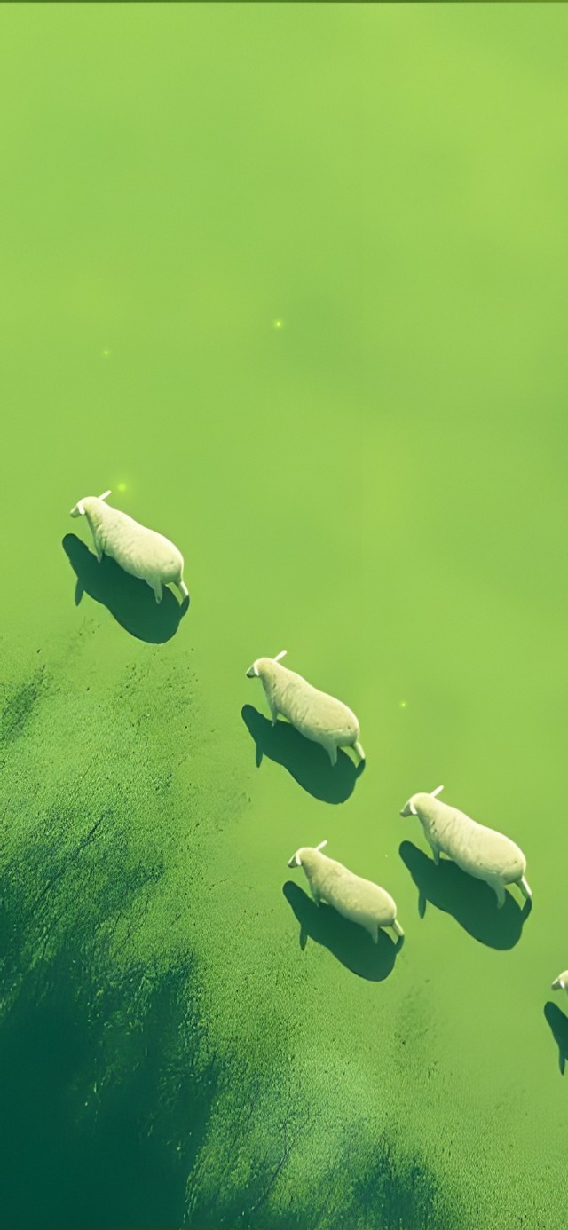 极致治愈！手绘风俯瞰草原羊群~