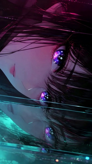 黑发少女星空眼眸