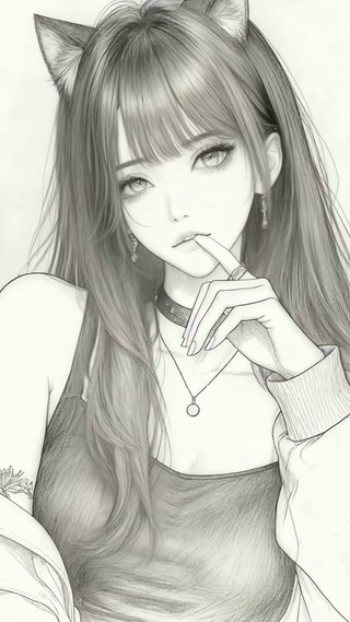 素描纯欲风猫耳女神