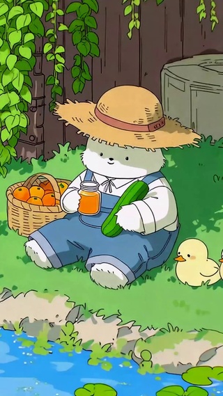 治愈田园小熊悠闲夏日