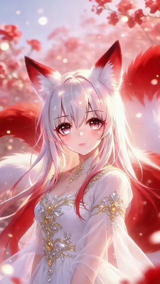 霞色云端的花海狐少女