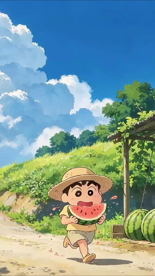吃西瓜乡村小新