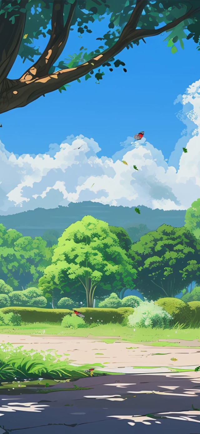 护眼蓝天白云绿景