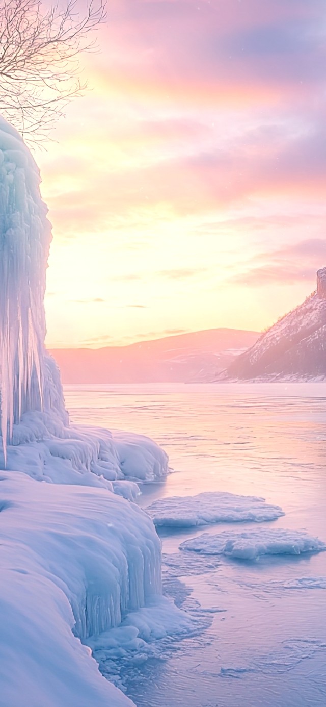 贝加尔湖畔的冰柱