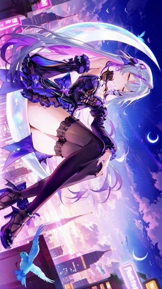 紫发二次元美少女月夜都市