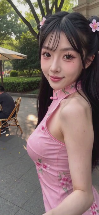 粉红旗袍少女