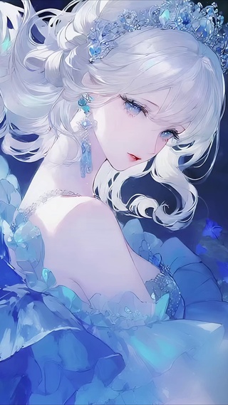 蓝色千层裙少女